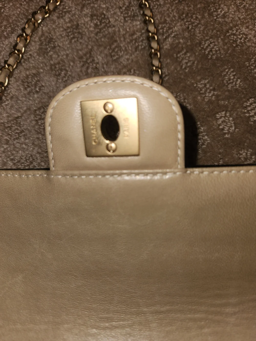 Vintage Chanel Chocolate Bar East/West Flap Quilted Shoulder Bag with Gold Chain